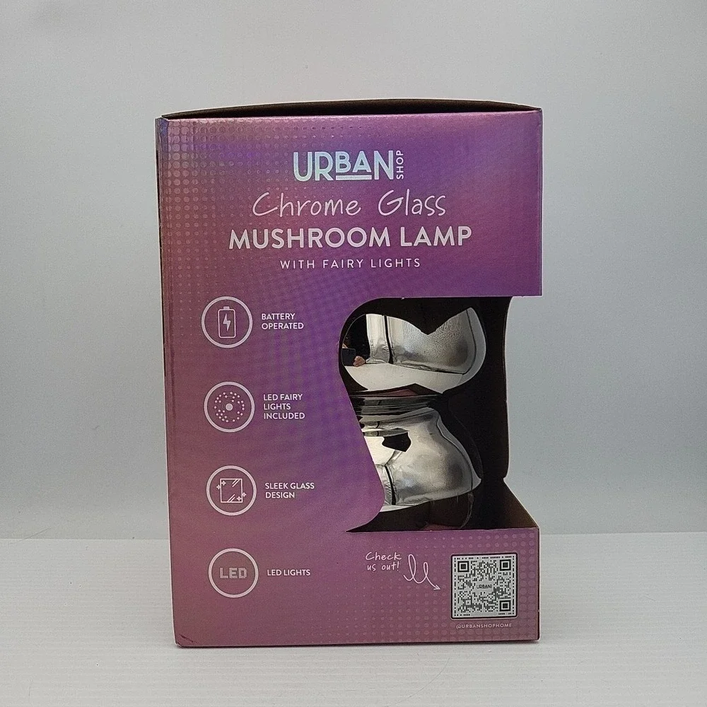 Chrome Glass Mushroom Lamp With LED‎ Fairy Lights Urban Shop